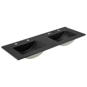 Cayman 48" Double Basin Bathroom Sink in Black by Modway