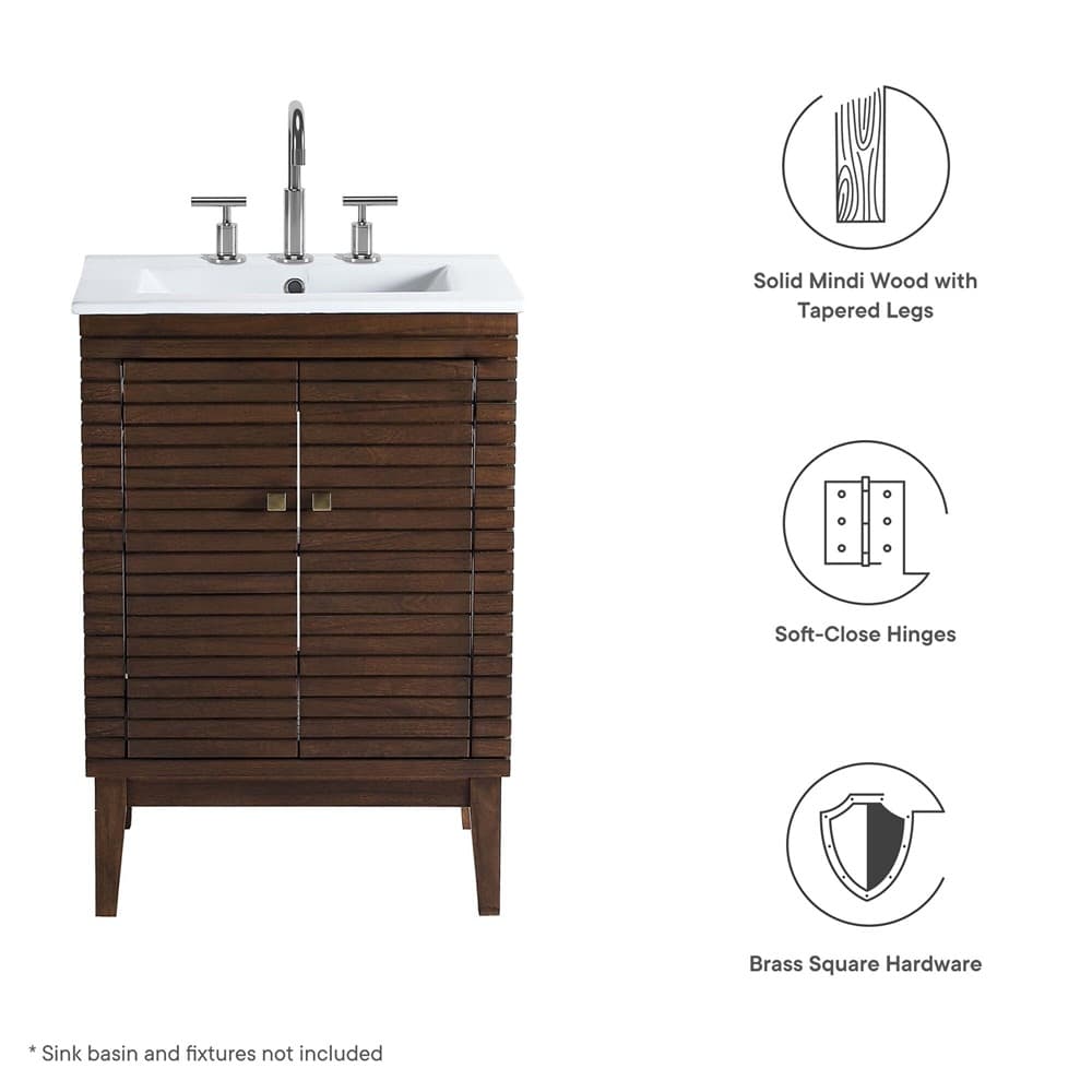 Ledger 24" Wood Bathroom Vanity Cabinet (Sink Basin Not Included) in Walnut by Modway - Image 2