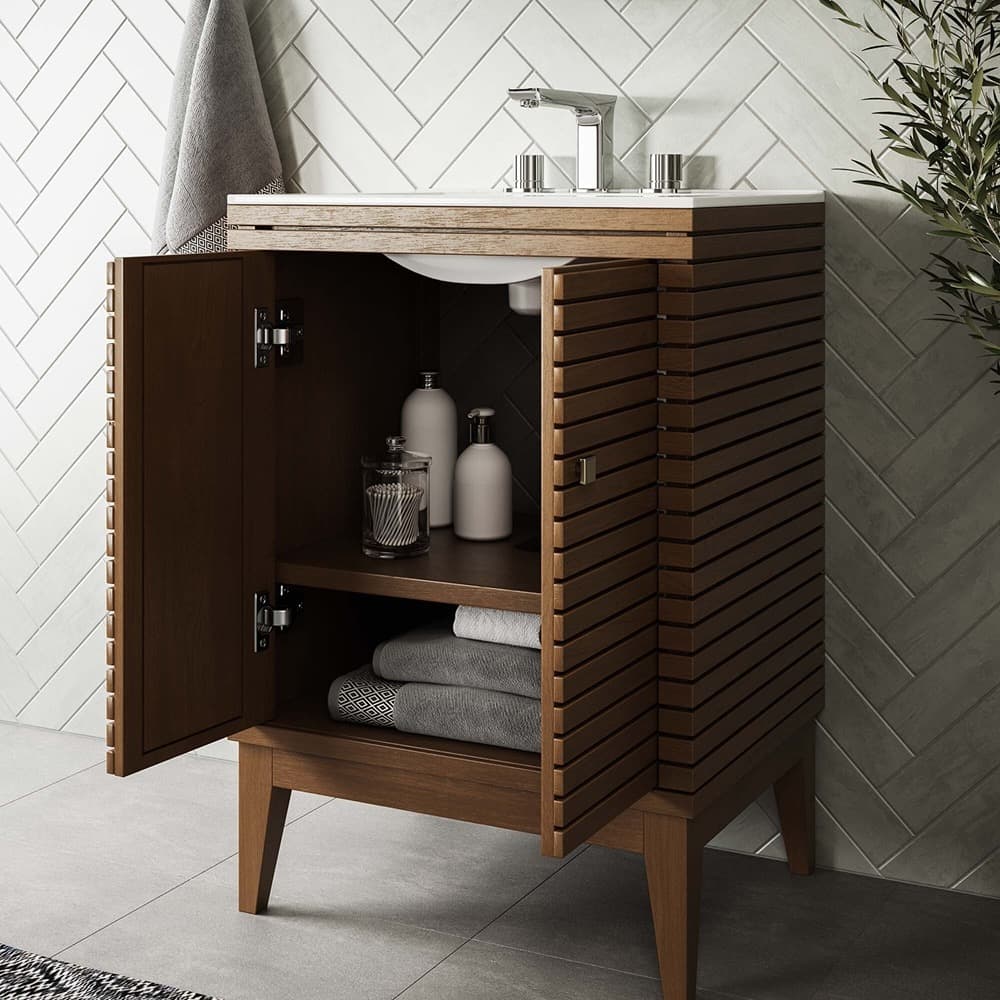 Ledger 24" Wood Bathroom Vanity Cabinet (Sink Basin Not Included) in Walnut by Modway - Image 10