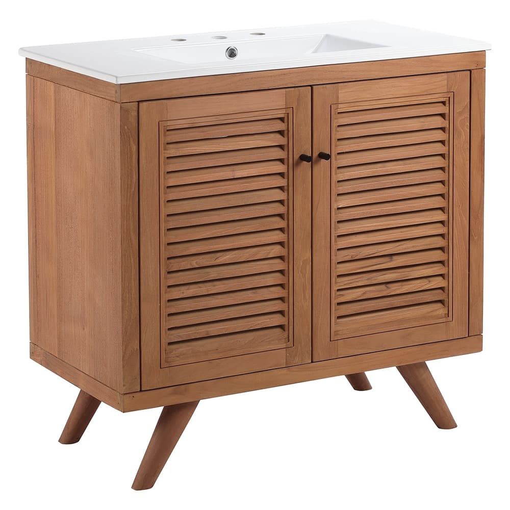 Birdie 36" Bathroom Vanity in Natural White by Modway