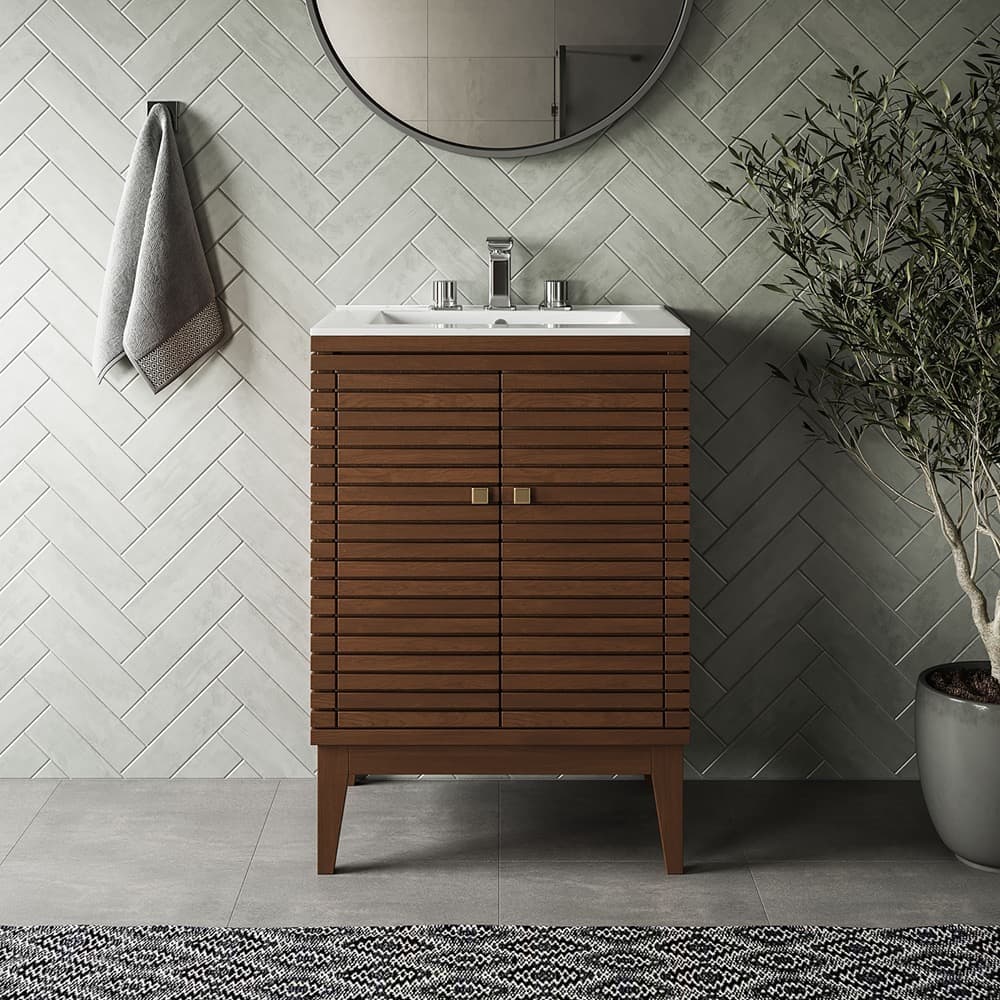 Ledger 24" Bathroom Vanity in Walnut White by Modway - Image 8