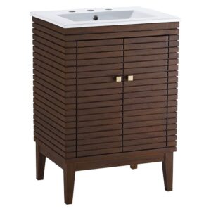Ledger 24" Bathroom Vanity in Walnut White by Modway