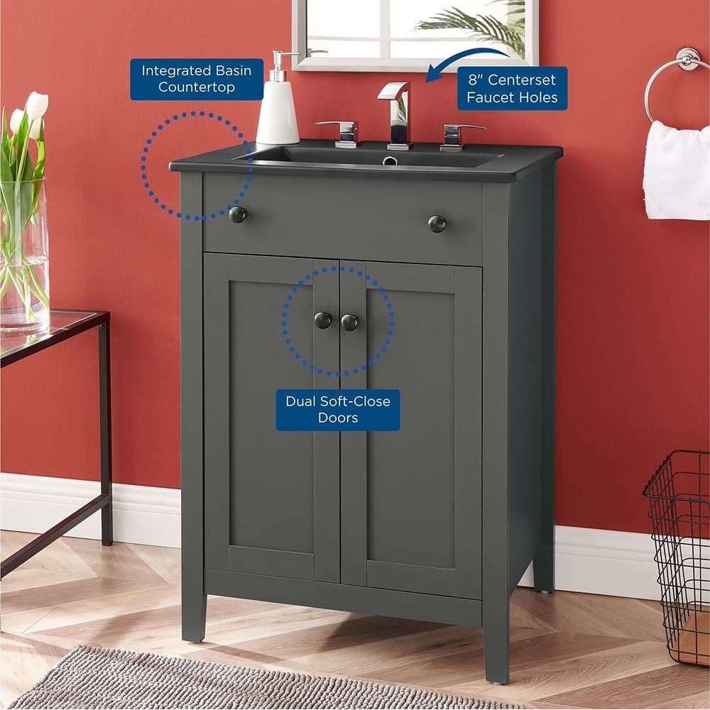 Nantucket 24" Bathroom Vanity in Gray Black by Modway - Image 8