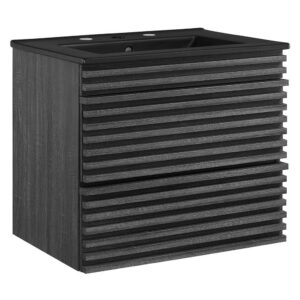Render 24" Wall-Mount Bathroom Vanity in Charcoal Black by Modway