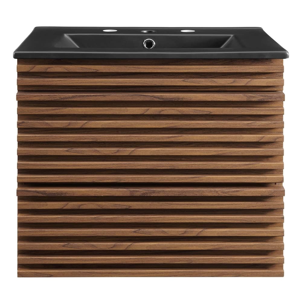 Render 24" Wall-Mount Bathroom Vanity in Walnut Black by Modway - Image 3