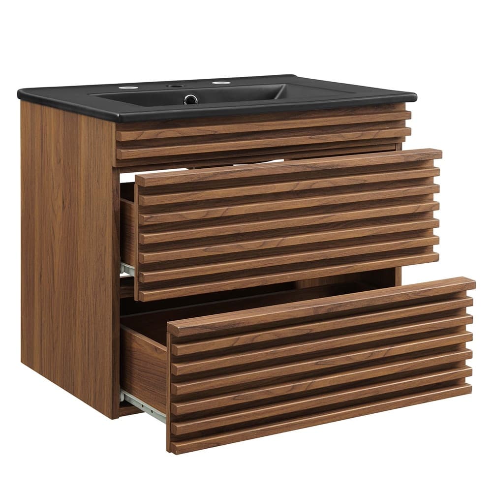 Render 24" Wall-Mount Bathroom Vanity in Walnut Black by Modway - Image 5