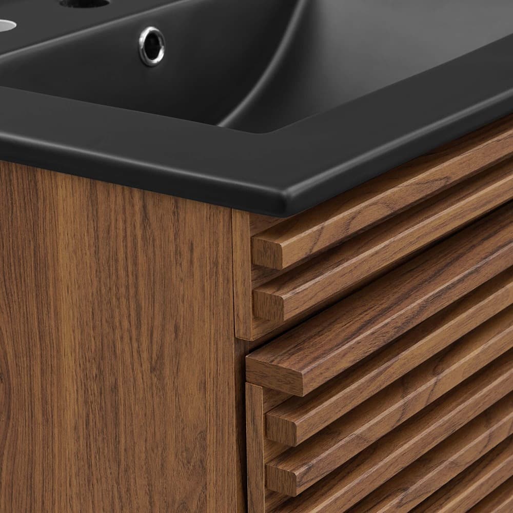 Render 24" Wall-Mount Bathroom Vanity in Walnut Black by Modway - Image 6