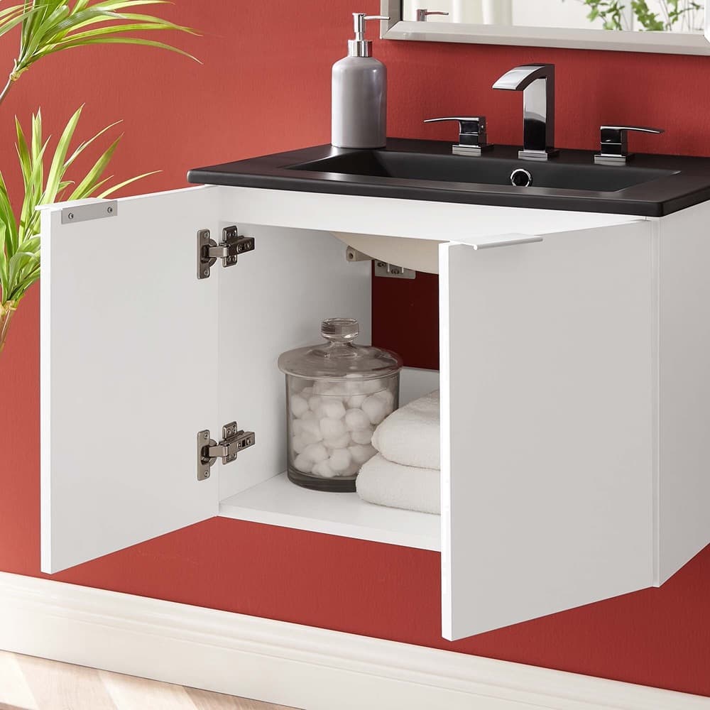 Maybelle 24" Wall-Mount Bathroom Vanity in White Black by Modway - Image 10