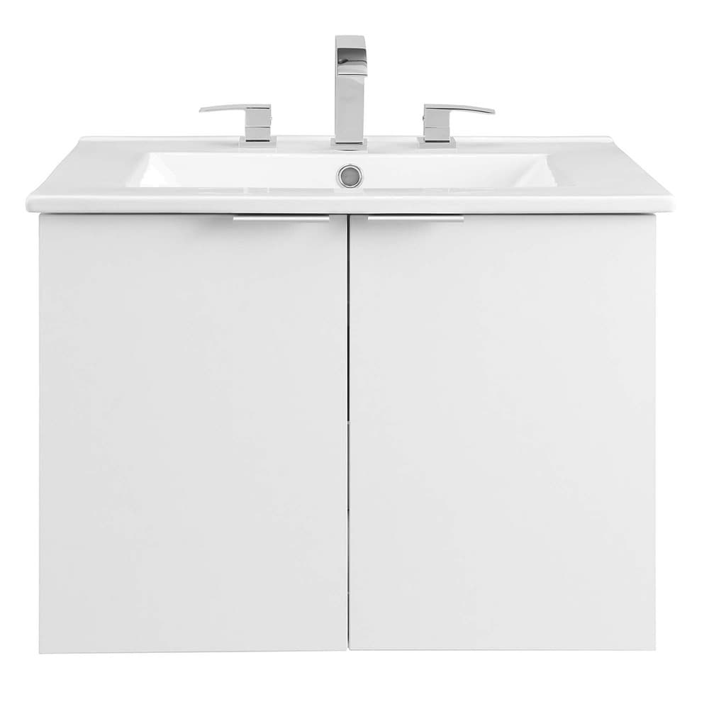 Maybelle 24" Wall-Mount Bathroom Vanity in White White by Modway - Image 3