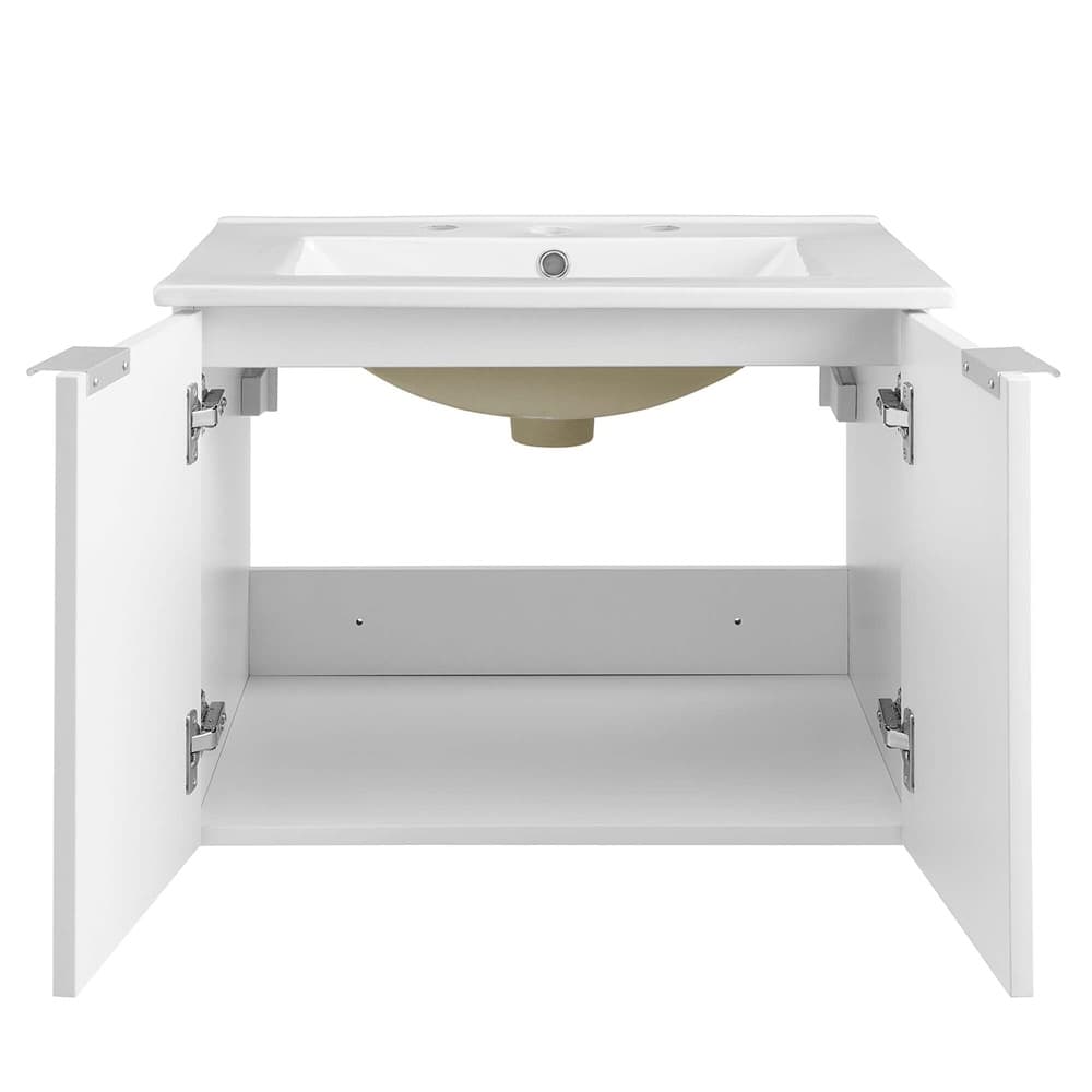 Maybelle 24" Wall-Mount Bathroom Vanity in White White by Modway - Image 4