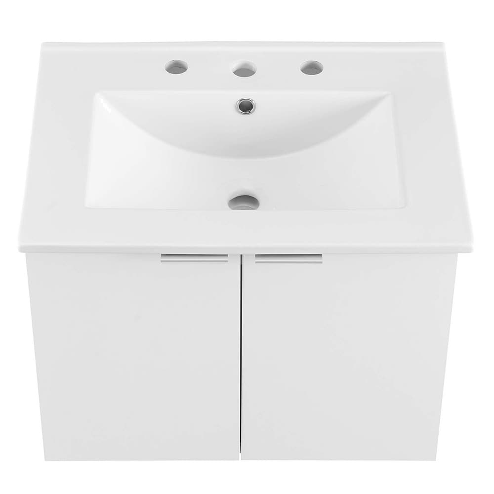 Maybelle 24" Wall-Mount Bathroom Vanity in White White by Modway - Image 6