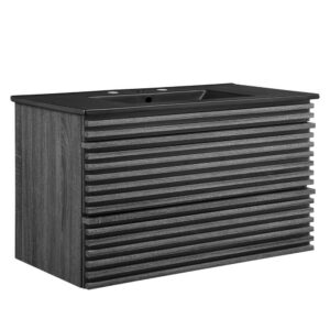 Render 36" Wall-Mount Bathroom Vanity in Charcoal Black by Modway