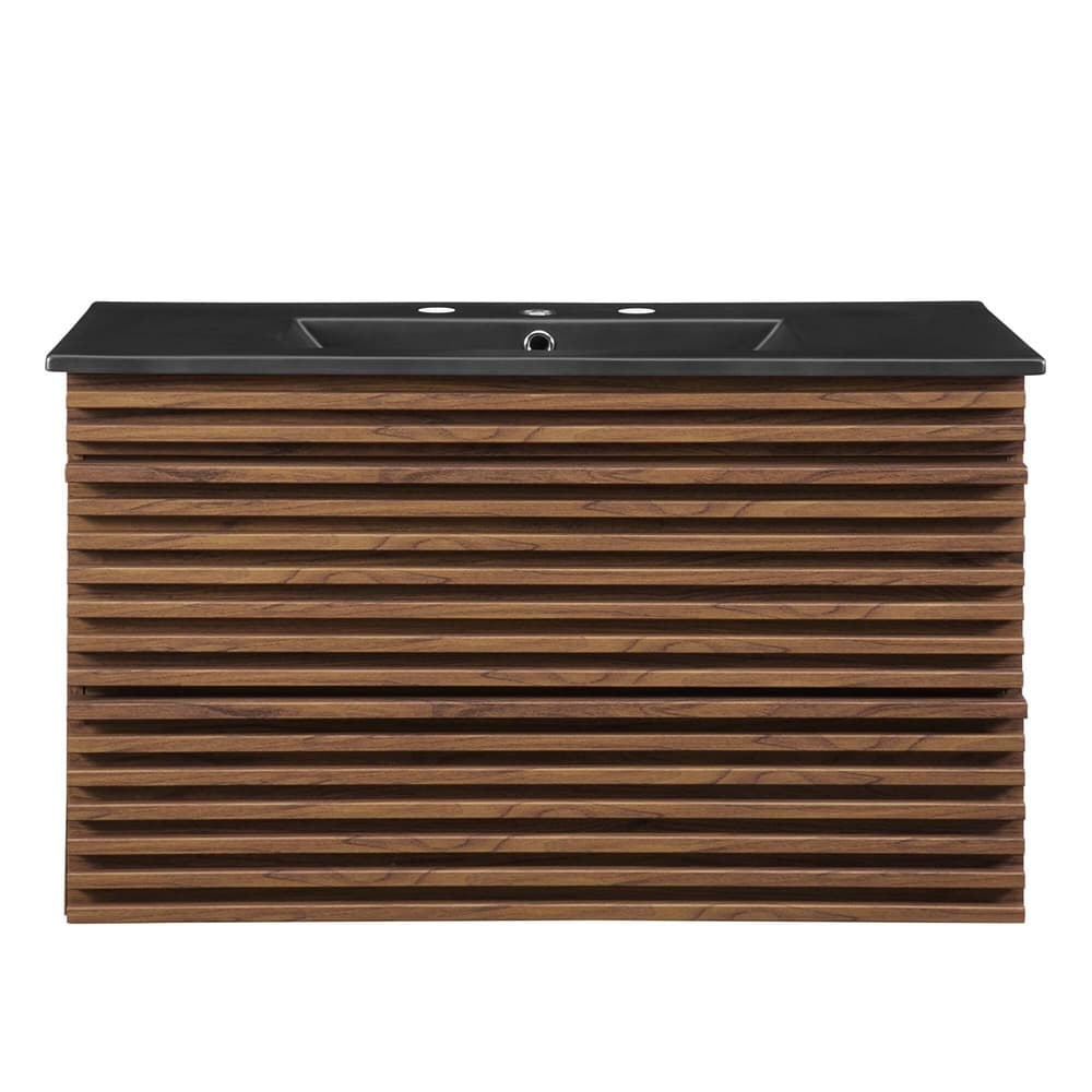 Render 36" Wall-Mount Bathroom Vanity in Walnut Black by Modway - Image 3