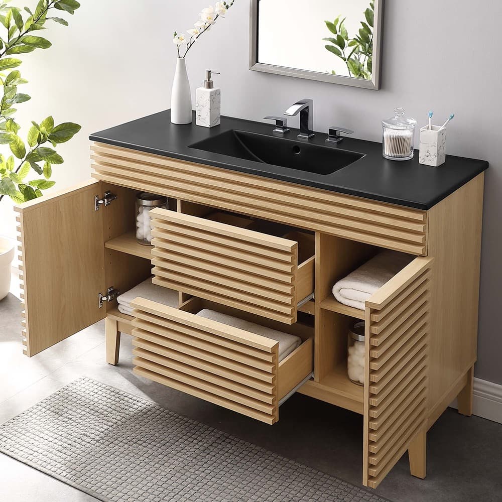 Render 48" Single Sink Bathroom Vanity in Oak Black by Modway - Image 11