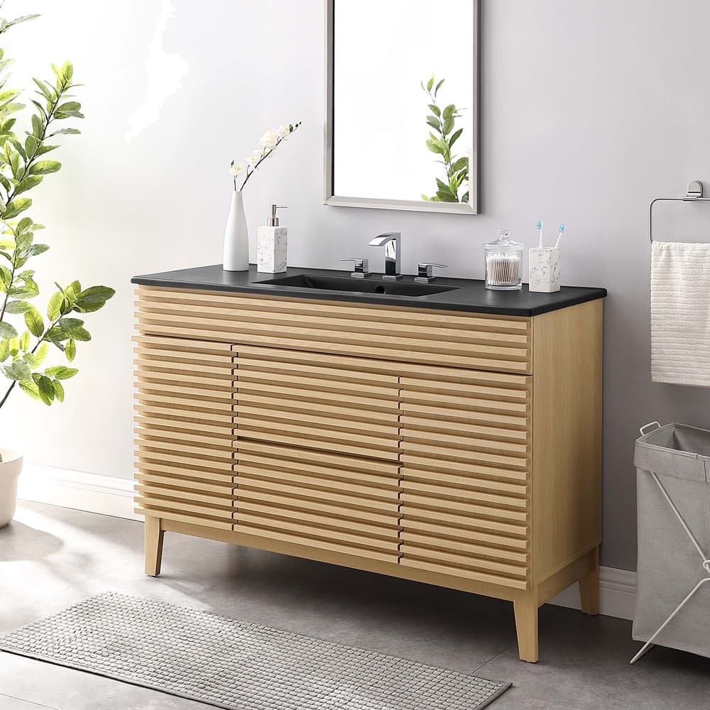 Render 48" Single Sink Bathroom Vanity in Oak Black by Modway - Image 10