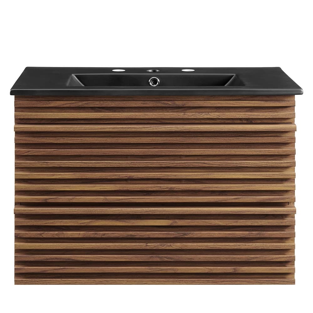 Render 30" Wall-Mount Bathroom Vanity in Walnut Black by Modway - Image 2