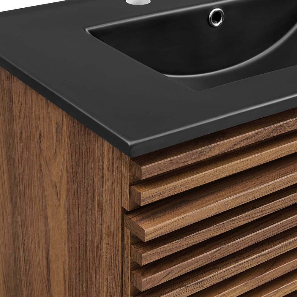 Render 30" Wall-Mount Bathroom Vanity in Walnut Black by Modway - Image 7