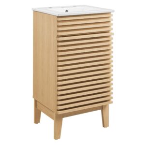 Render 18" Bathroom Vanity Cabinet in Oak White by Modway