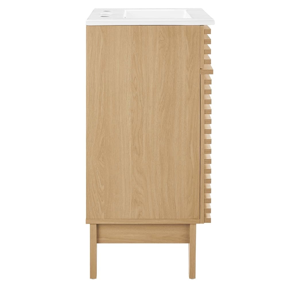 Render 18" Bathroom Vanity Cabinet in Oak White by Modway - Image 3
