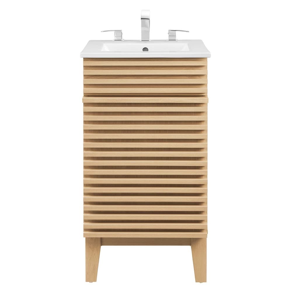 Render 18" Bathroom Vanity Cabinet in Oak White by Modway - Image 7