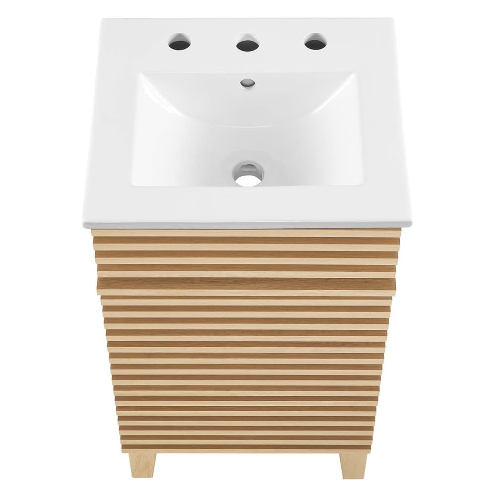 Render 18" Bathroom Vanity Cabinet in Oak White by Modway - Image 4
