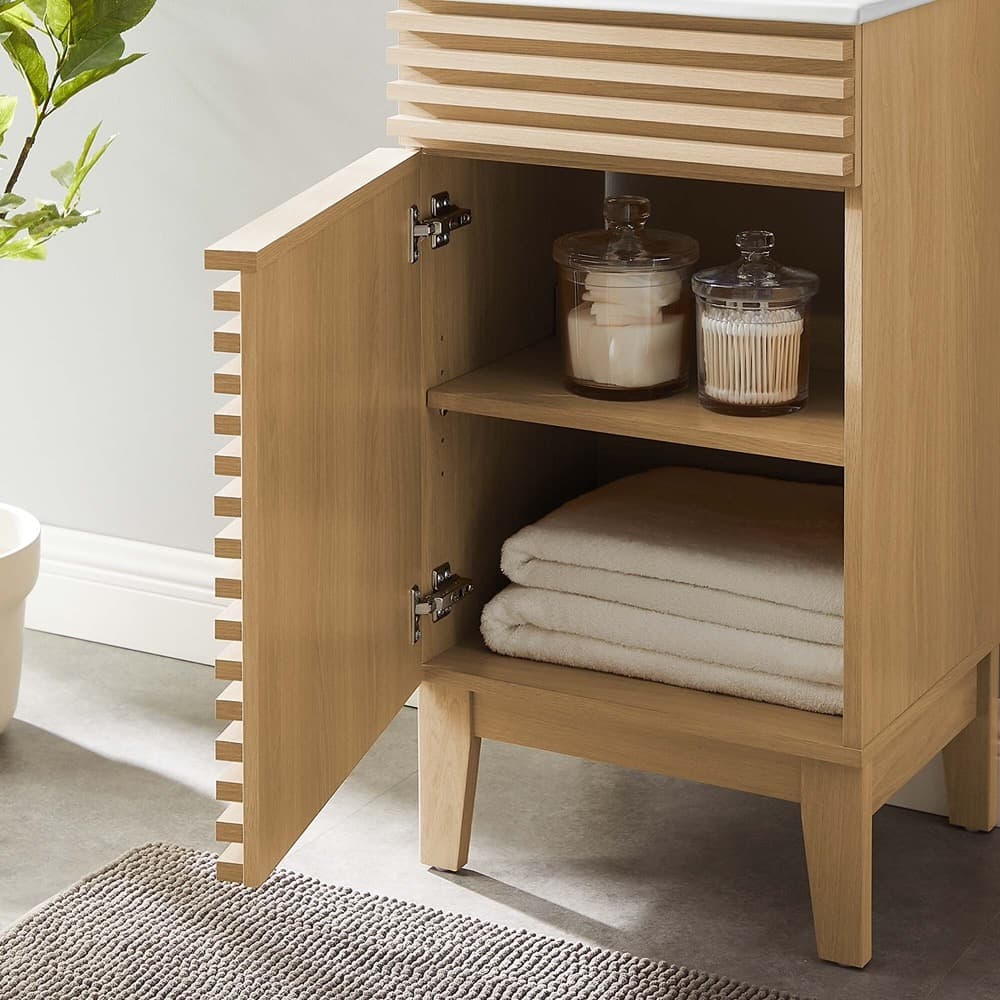 Render 18" Bathroom Vanity Cabinet in Oak White by Modway - Image 9