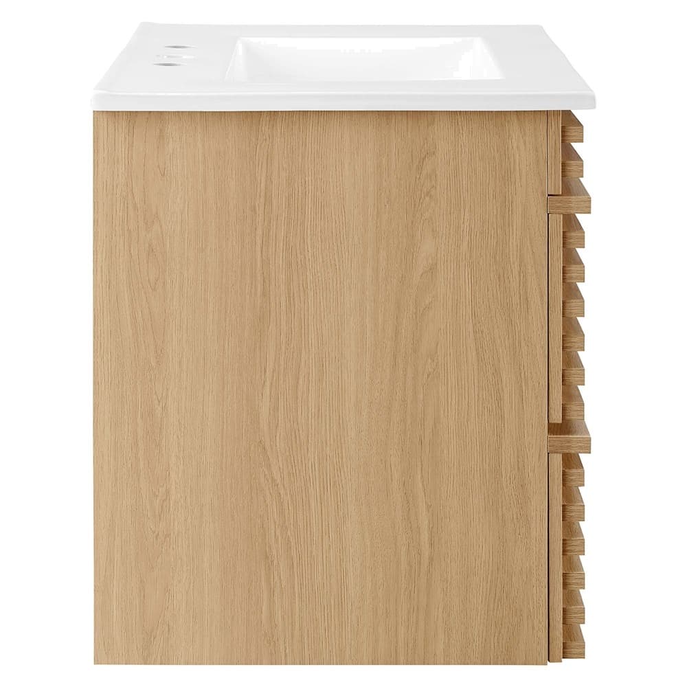 Render 30" Wall-Mount Bathroom Vanity in Oak White by Modway - Image 5