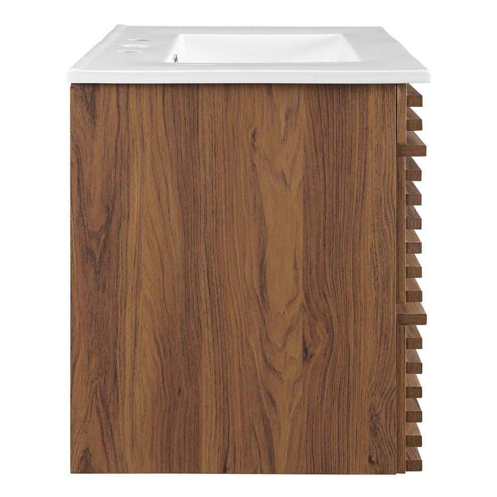 Render 30" Wall-Mount Bathroom Vanity in Walnut White by Modway - Image 2