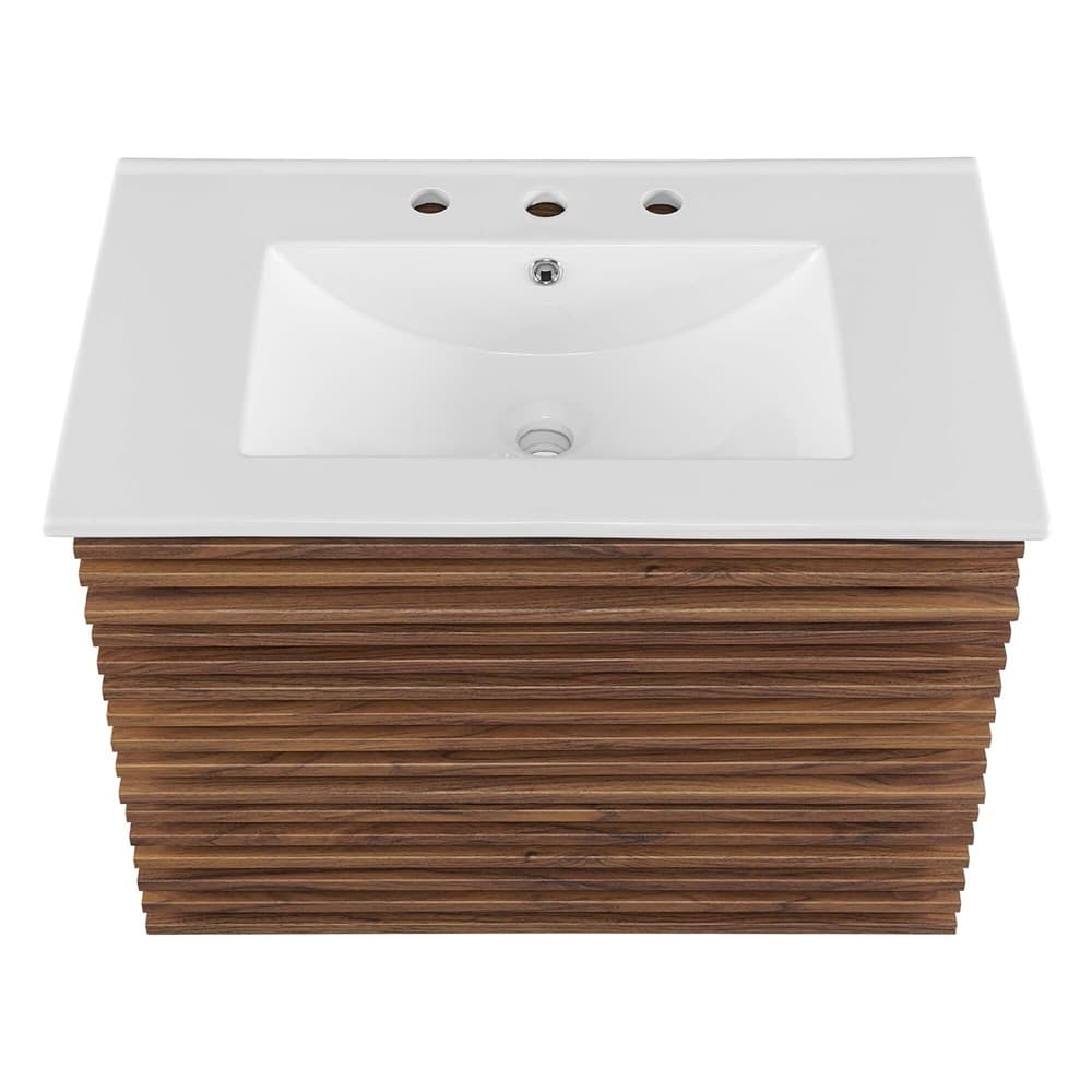 Render 30" Wall-Mount Bathroom Vanity in Walnut White by Modway - Image 4