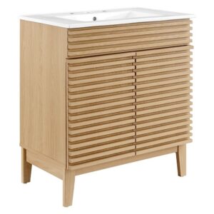 Render 30" Bathroom Vanity Cabinet in Oak White by Modway