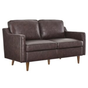 Impart Genuine Leather Loveseat in Brown by Modway