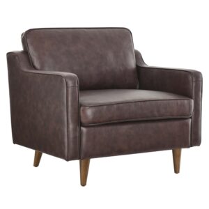Impart Genuine Leather Armchair in Brown by Modway