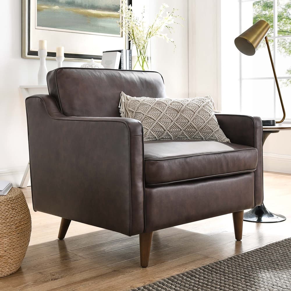 Impart Genuine Leather Armchair in Brown by Modway - Image 7