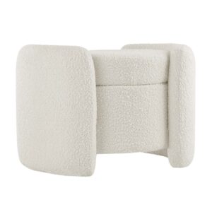Nebula Boucle Upholstered Ottoman in Ivory by Modway