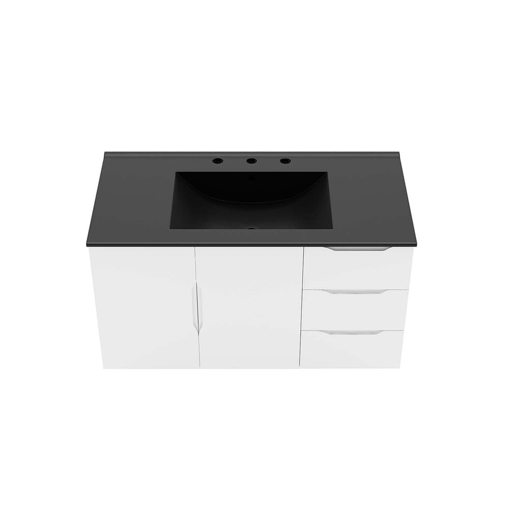 Vitality 36" Bathroom Vanity in White Black by Modway - Image 6