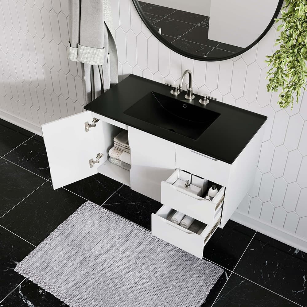Vitality 36" Bathroom Vanity in White Black by Modway - Image 9