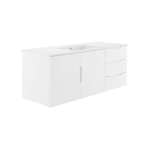 Vitality 48" Single Sink Bathroom Vanity in White White by Modway