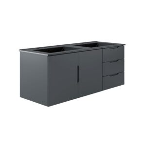 Vitality 48" Double Sink Bathroom Vanity in Gray Black by Modway