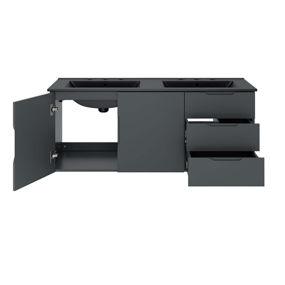 Vitality 48" Double Sink Bathroom Vanity in Gray Black by Modway - Image 5