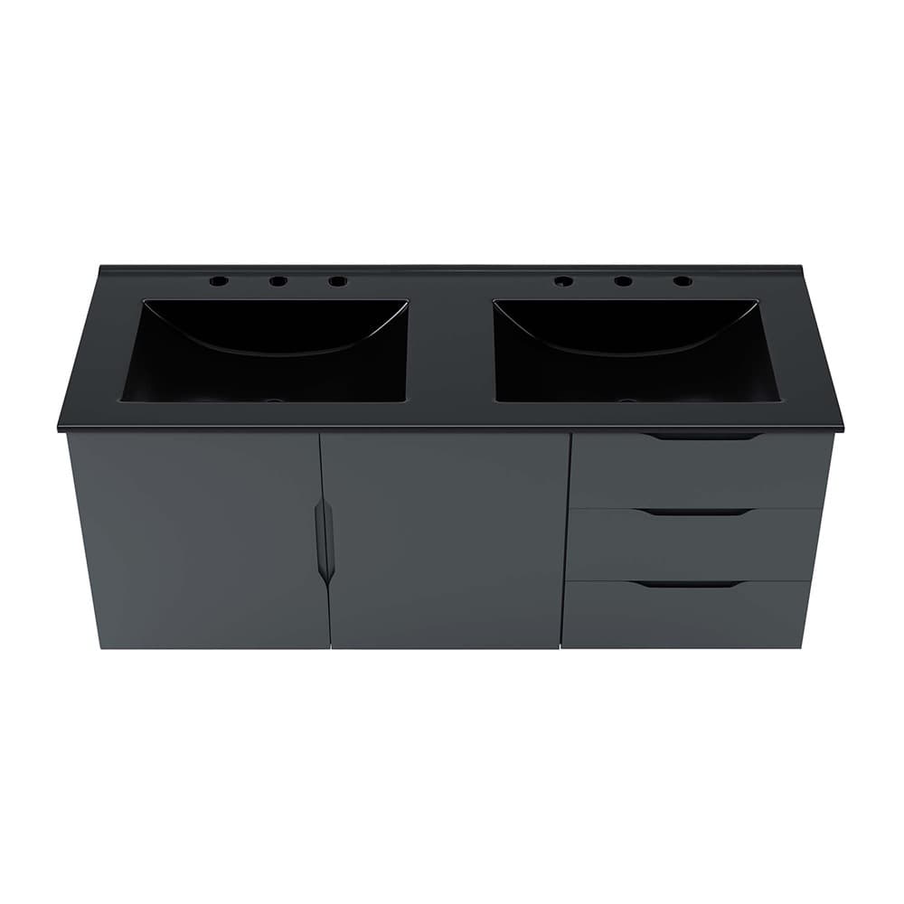 Vitality 48" Double Sink Bathroom Vanity in Gray Black by Modway - Image 6