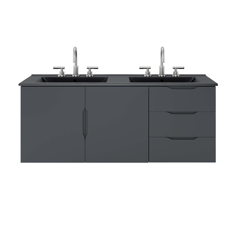 Vitality 48" Double Sink Bathroom Vanity in Gray Black by Modway - Image 7