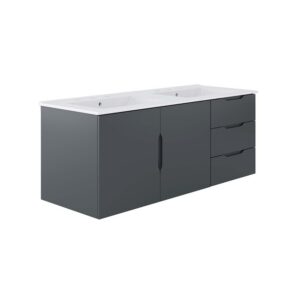 Vitality 48" Double Sink Bathroom Vanity in Gray White by Modway