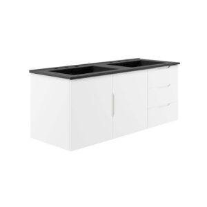 Vitality 48" Double Sink Bathroom Vanity in White Black by Modway