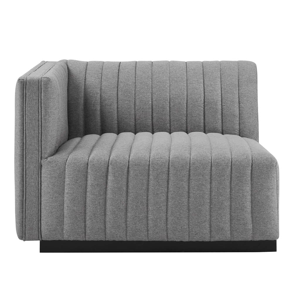 Conjure Channel Tufted Upholstered Fabric Loveseat in Black Light Gray by Modway - Image 5