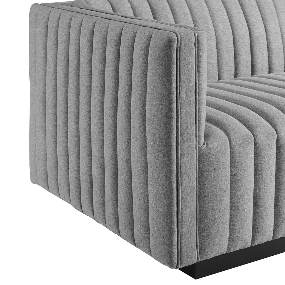 Conjure Channel Tufted Upholstered Fabric Loveseat in Black Light Gray by Modway - Image 8