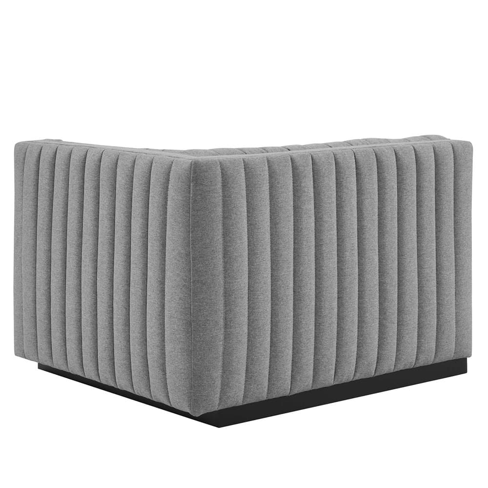 Conjure Channel Tufted Upholstered Fabric Loveseat in Black Light Gray by Modway - Image 6