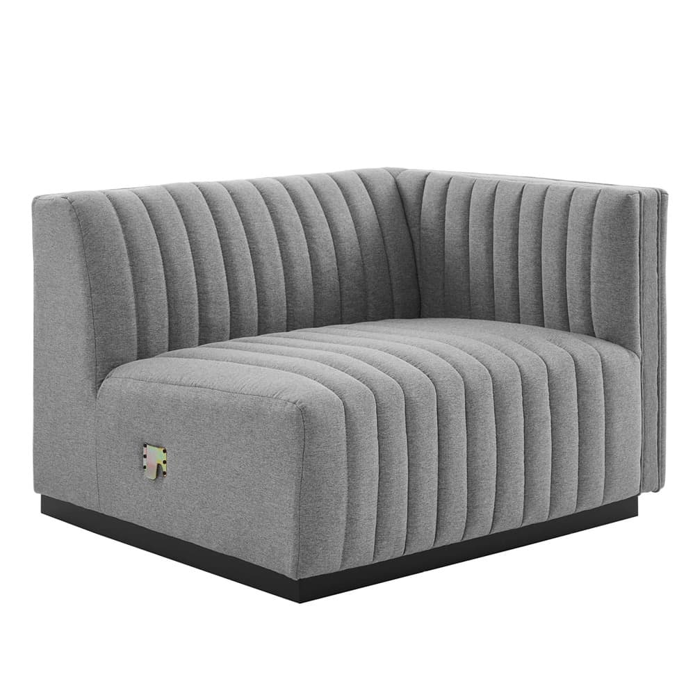 Conjure Channel Tufted Upholstered Fabric Loveseat in Black Light Gray by Modway - Image 7