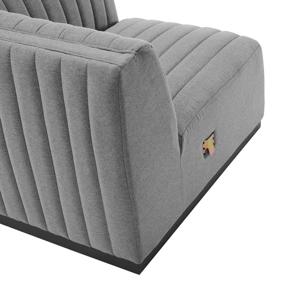 Conjure Channel Tufted Upholstered Fabric Loveseat in Black Light Gray by Modway - Image 9