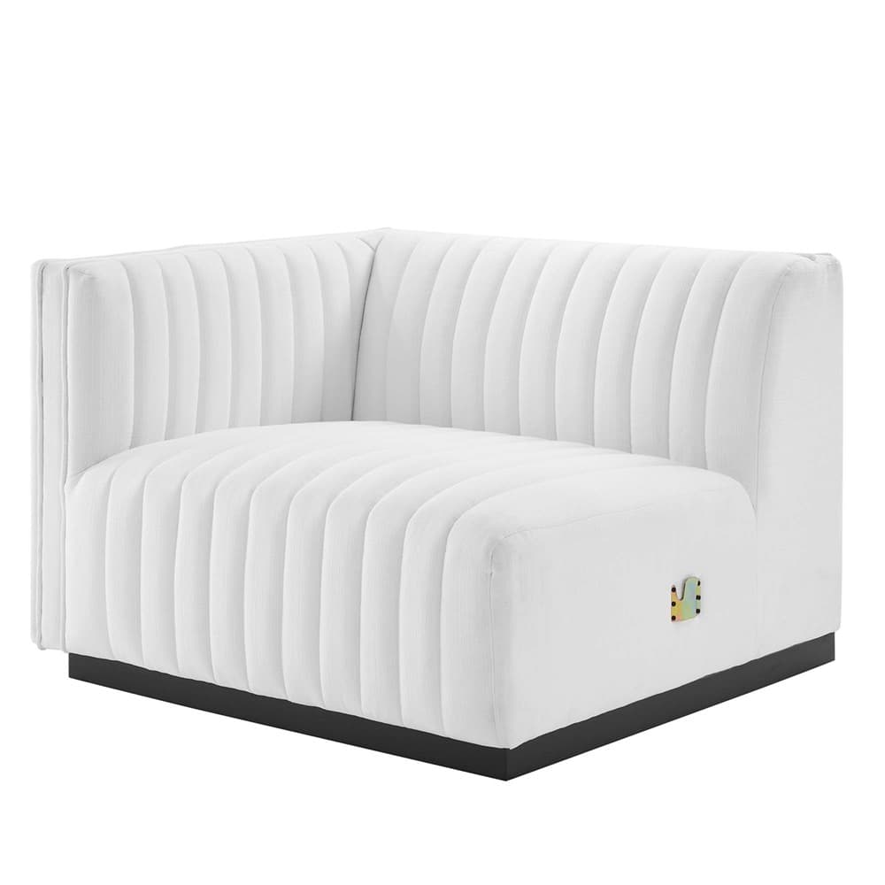 Conjure Channel Tufted Upholstered Fabric Loveseat in Black White by Modway - Image 4