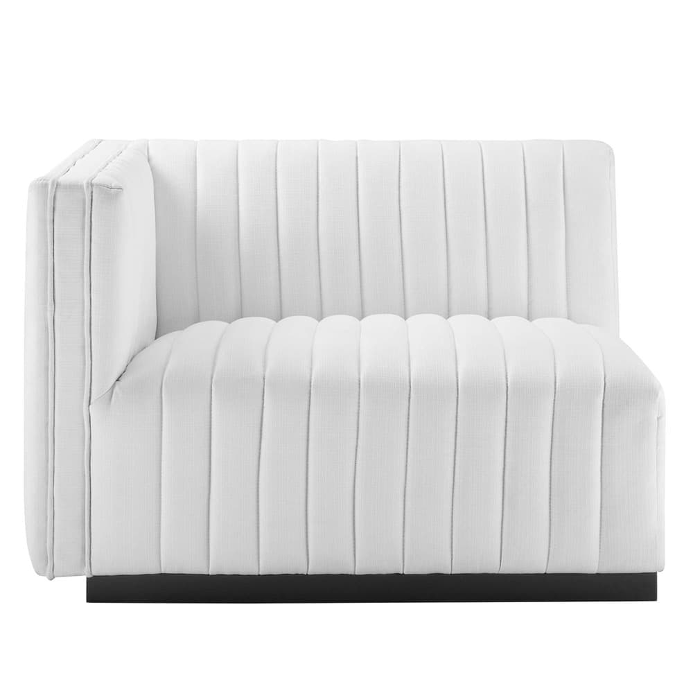 Conjure Channel Tufted Upholstered Fabric Loveseat in Black White by Modway - Image 5